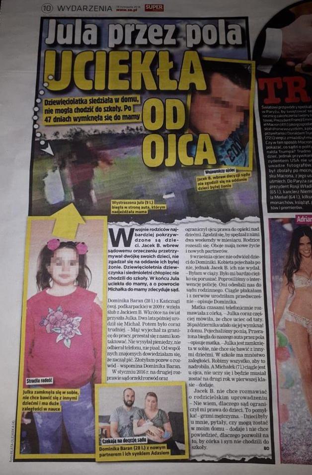 [VIDEO] SuperExpress oraz czołowe gazety na Podkarpaciu nagłośniły dziś szaleństwo uprowadzenia dzieci przez Jacka B. z Ostrowa w Gminie Radymno. 9-letnia Julka uciekła, 7-letni Michaś wciąż jest więziony, 20 listopada kolejna rozprawa