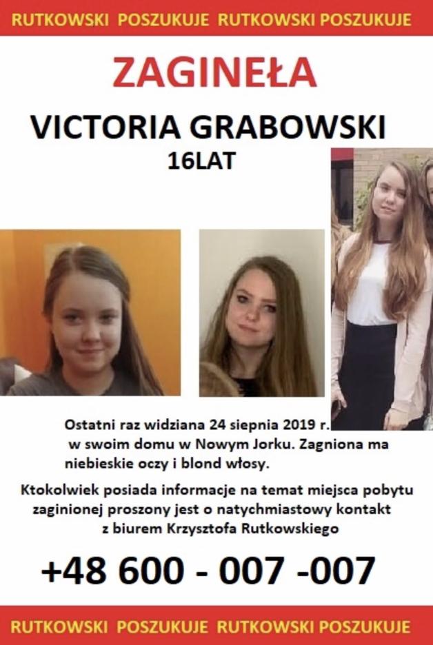 Rutkowski: 16-year-old VICTORIA GRABOWSKI disappeared in New York. Do you know who hides her in the UK? Call our emergency number +48 600 007007