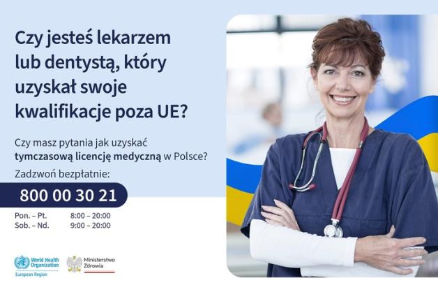 Infolinia dla lekarzy spoza Unii m.in. z Ukrainy. By mogli pracować w Polsce