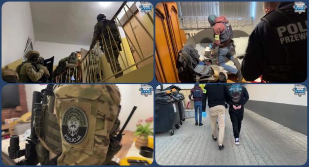 [VIDEO] Policjanci z Lubina przy współpracy z kontrterrorystami z Wrocławia i Opola zatrzymali dwóch mężczyzn ze zorganizowanej grupy przestępczej o charakterze zbrojnym