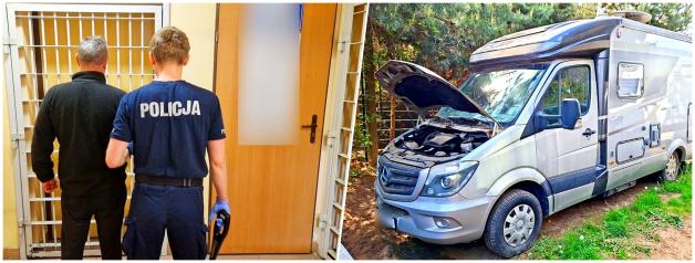 [VIDEO] Policjanci zlikwidowali dziuplę samochodową oraz odzyskali 4 mercedesy, kampera oraz elementy skradzionego porsche